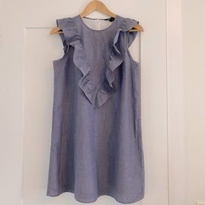 Express Blue + White Ruffled Mini Dress